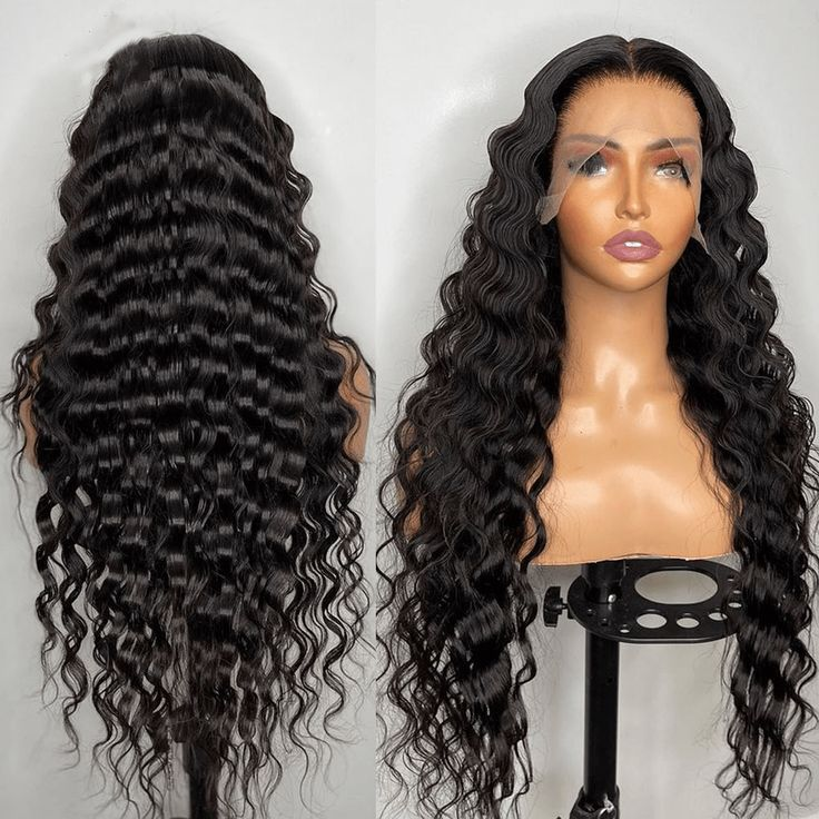 Cranberry 12A Loose Deep Wave Real 13X4 HD /Transparent Long Glueless Natural Black Wig - Image 2