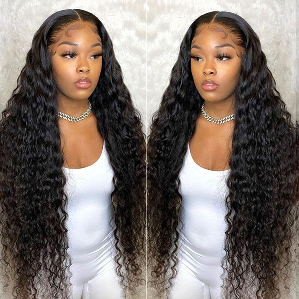 Cranberry 12A Loose Deep Wave Real 13X4 HD /Transparent Long Glueless Natural Black Wig