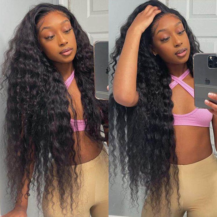 Cranberry 12A Loose Deep Wave Real 13X4 HD /Transparent Long Glueless Natural Black Wig - Image 3